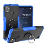 For Tecno Pop 5P Armor Bear Shockproof PC + TPU Phone Case with Ring Holder(Blue)