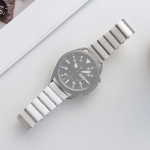 20mm Ceramic One-bead Steel Strap Watchband(White Silver)
