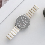 20mm Ceramic One-bead Steel Strap Watchband(White Gold)