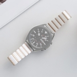 20mm Ceramic One-bead Steel Strap Watchband(White Rose Gold)