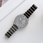 22mm Ceramic One-bead Steel Strap Watchband(Black Silver)