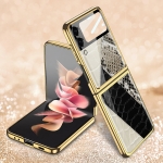 For Samsung Galaxy Z Fold3 5G GKK Texture Pattern Electroplating Tempered Glass Phone Case(Color Block 01)