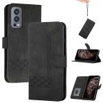 Cubic Skin Feel Flip Leather Phone Case For OnePlus Nord 2 5G(Black)