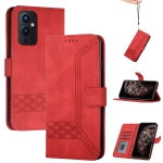 Cubic Skin Feel Flip Leather Phone Case For OnePlus 9(Red)