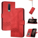 Cubic Skin Feel Flip Leather Phone Case For OnePlus 8(Red)