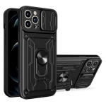 Sliding Camshield Card Phone Case For iPhone 13 Pro(Black)