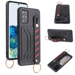 For Samsung Galaxy S20+ Wristband Wallet Leather Phone Case(Black)