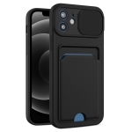 Sliding Camshield Card TPU+PC Case For iPhone 13(Black)