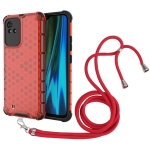 For OPPO Realme Narzo 50 4G Lanyard Honeycomb PC + TPU Case(Red)