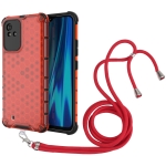 For OPPO Realme Narzo 50i Lanyard Honeycomb PC + TPU Case(Red)