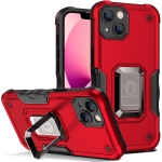 Ring Holder Non-slip Armor Phone Case For iPhone 13(Red)