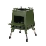 Outdoor Camping Folding Portable Barbecue Wood Stove, Size: Large (Green)
