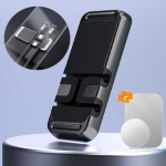 2 PCS S15 Magnetic Aluminum Alloy Bracket Data Cable Storage Sticker Car Phone Holder(Black)