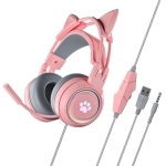 Soyto SY-G25 Cat Ear Glowing Gaming Computer Headset, Cable Length: 2m(Pink)