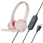 Soyto SY-G30 Online Class Computer Headset, Plug: USB (Gray Pink)