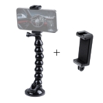 Extended Suction Cup Jaws Flex Clamp Mount with Cold Shoe Phone Clamp (Black)