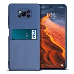 For Xiaomi Poco X3 / Poco X3 NFC Liquid Silicone Skin Feel Shockproof Phone Case with Card Slot(Blue)