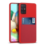 For Samsung Galaxy A71 Liquid Silicone Skin Feel Shockproof Phone Case with Card Slot(Red)