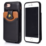 Soft Skin Leather Wallet Bag Phone Case For iPhone SE 2020 / 8 / 7(Black)