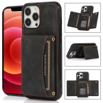 Three-fold Leather Phone Case with Card Slot & Wallet & Holder For iPhone 13 Pro Max(Black)