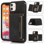 Three-fold Leather Phone Case with Card Slot & Wallet & Holder For iPhone 12 Pro Max(Black)