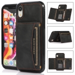 Three-fold Leather Phone Case with Card Slot & Wallet & Holder For iPhone XR(Black)