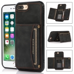 Three-fold Leather Phone Case with Card Slot & Wallet & Holder For iPhone 8 Plus & 7 Plus(Black)
