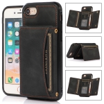 Three-fold Leather Phone Case with Card Slot & Wallet & Holder For iPhone SE 2020 / 8 / 7(Black)
