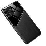 For Samsung Galaxy A03 Leather Glass Magnet Phone Case(Black)