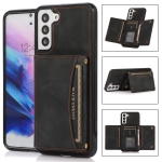For Samsung Galaxy S21 Three-fold Leather Phone Case with Card Slot & Wallet & Holder(Black)