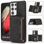 For Samsung Galaxy S21 Ultra Three-fold Leather Phone Case with Card Slot & Wallet & Holder(Black)