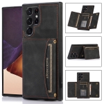 For Samsung Galaxy S22 Ultra Three-fold Leather Phone Case with Card Slot & Wallet & Holder(Black)