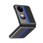 For Huawei P50 Pocket Contrasting PU + Carbon Fiber Phone Case(Sapphire Blue)