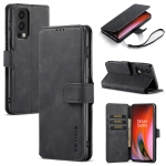 For OnePlus Nord 2 DG.MING Retro Oil Side Horizontal Flip Leather Case with Holder & Card Slots & Wallet(Black)