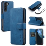 For Samsung Galaxy S22 DG.MING Retro Oil Side Horizontal Flip Leather Case with Holder & Card Slots & Wallet(Blue)