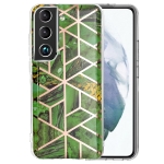For Samsung Galaxy S22+ 5G Electroplating TPU Protective Phone Case(Green Rhombus)