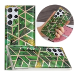 For Samsung Galaxy S22 Ultra 5G Electroplating TPU Protective Phone Case(Green Rhombus)
