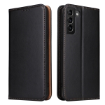 For Samsung Galaxy S22 5G Fierre Shann PU Genuine Leather Texture Leather Phone Case(Black)
