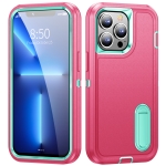 3 in 1 Rugged Holder Phone Case For iPhone 11 Pro Max(Pink + Blue)