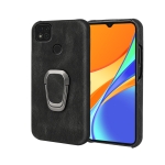 Ring Holder PU Phone Case For Xiaomi Redmi 9C / 9 Indian  / 9C NFC / Poco C3(Black)