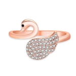 J348 Cute Little Swan Index Finger Open Adjustable Ring(Rose Gold)